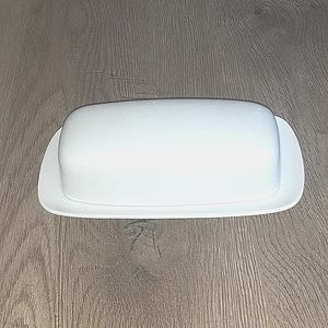 White porcelain single stick butter dish